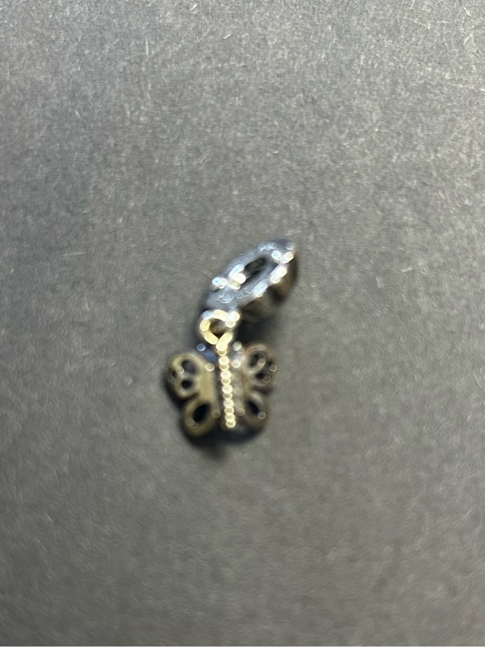 Pandora Silver Butterfly Dangle Charm with Black Accents Friends Forever